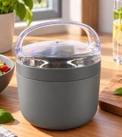 Duo Tableware Salatbecher TO-GO 2-stöckig mit Dressing-Behälter und Kühlakku Becher 625ml **B-Ware – geprüft & funktionell einwandfrei** Grau