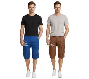 Short cargo bermuda décontracté pour homme FQ1924 Mael, pantalon d'été en coton, réf. 21900196 181018, bleu ou marron