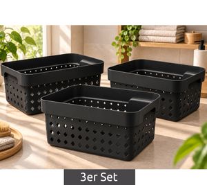 NHG 3er Set Seoul Basket M Aufbewahrungskorb aus Kunststoff 357 x 268 x 131 mm **B-Ware – geprüft & funktionell einwandfrei** Schwarz