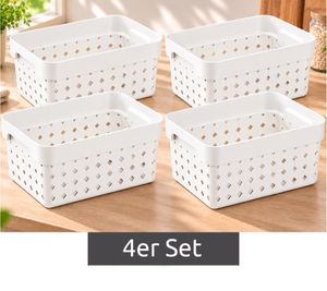 NHG 4er Set Seoul Basket S Aufbewahrungskorb aus Kunststoff 260 x 180 x 126 mm **B-Ware – geprüft & funktionell einwandfrei** Weiß