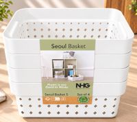 NHG 4er Set Seoul Basket S Aufbewahrungskorb aus Kunststoff 260 x 180 x 126 mm **B-Ware – geprüft & funktionell einwandfrei** Weiß