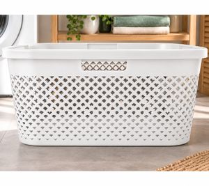 CURVER PURE Wäschekorb Aufbewahrungskorb aus Kunststoff 47 Liter 60 x 28 x 40 cm **B-Ware – geprüft & funktionell einwandfrei** Weiß