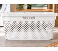 CURVER PURE Wäschekorb Aufbewahrungskorb aus Kunststoff 47 Liter 60 x 28 x 40 cm **B-Ware – geprüft & funktionell einwandfrei** Weiß