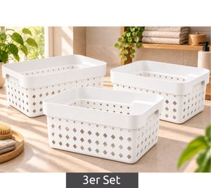 NHG 3er Set Seoul Basket M Aufbewahrungskorb aus Kunststoff 357 x 268 x 131 mm **B-Ware – geprüft & funktionell einwandfrei** Weiß