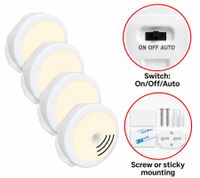 BRILO LED-Beleuchtungsspots 4er-Set mit Bewegungs- & Dämmerungssensor 4x60lm 3000K – Halterung & Befestigungsmaterial unvollständig **B-Ware – geprüft & funktionell einwandfrei** in Weiß