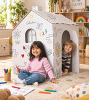 Collectino Cardboard Coloring and Playhouse 120x93.5x80cm without Soft Coloring Pen Set **B-Grade – tested & fully functional** in White