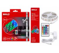 BRILO LED-Lichtband 10m RGB 22W mit Fernbedienung, dimmbar, selbstklebend & kürzbar **B-Ware – geprüft & funktionell einwandfrei** Mehrfarbig