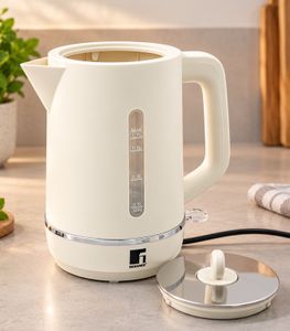 BERGNER Elektrischer Wasserkocher 2200 W mit herausnehmbarem Filter und Wasserstandsanzeige – 1,7 L **B-Ware – geprüft & funktionell einwandfrei** Weiß