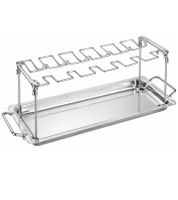 Praktischer Hähnchenschenkel-Halter inklusive Auffangschale aus hochwertigem Edelstahl Küchen-Zubehör **B-Ware – geprüft & funktionell einwandfrei** Siber