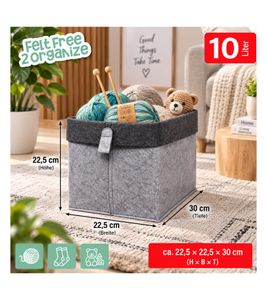 Praktische HEDURA  Aufbewahrungs-Box aus weichem Filz ca. 22,5 × 22,5 × 30 cm 10L **B-Ware – geprüft & funktionell einwandfrei** Grau