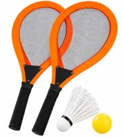 Jumbo-Schläger-Set ALJULIEN mit extra große Schläger Federball-Set ca. 67 × 28 cm **B-Ware – geprüft & funktionell einwandfrei** Orange/Schwarz