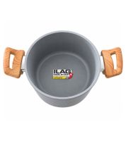 Kochtopf 16 cm Glasdeckel mit praktischem Holzoptik-Knauf Aluminium-Topf Induktionsgeeignet **B-Ware – geprüft & funktionell einwandfrei** Grau