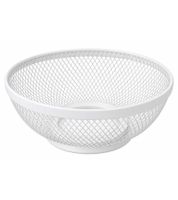Obstkorb aus robustem Metall Im offenen Gitterdesign Brot-Korb ca. 25 × 25 × 11 cm **B-Ware – geprüft & funktionell einwandfrei** Weiß