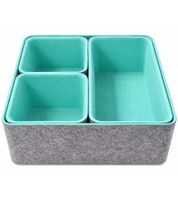 Praktisches 4-teiliges Organizer-Boxen-Set aus weichem Filz Aufbewahrungs-Box **B-Ware – geprüft & funktionell einwandfrei** Grau/Türkis