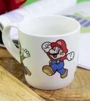 Pack de 2 tazas de porcelana de SUPER MARIO, 275 ml, con diseño detallado de SUPER MARIO, taza de café, accesorio de mesa, color blanco