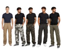 Robuste Build Your Brand Pure Vintage Herren Cargo Hose aus Baumwolle Outdoor- & Arbeitshose mit 8 Taschen in Beige, Camouflage-Grau/Weiß, Camouflage-Grün, Anthrazit oder Oliv-Grün