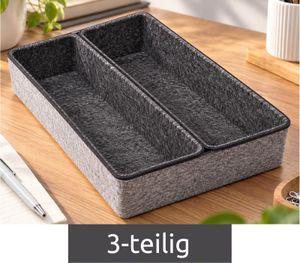 Praktisches HEDURA 3-teiliges Organizer-Boxen-Set aus weichem Filz Aufbewahrungs-Box **B-Ware – geprüft & funktionell einwandfrei** Grau