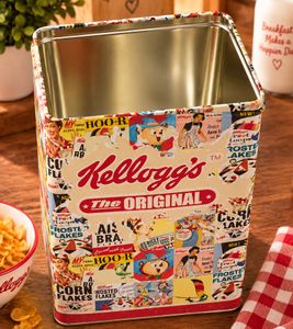 Rechteckige Kellogg’s Aufbewahrungsdose im Retro-Design ohne Deckel Vorratsdose ca. 18 x 14 x 10 cm (L × B × H) **B-Ware – geprüft & funktionell einwandfrei** Bunt
