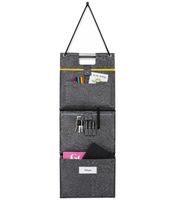 HEDURA Hänge-Organizer aus weichem Filz mit 3 große Fächer & kleinen Aufsatz-Taschen 83 × 31 × 5 cm **B-Ware – geprüft & funktionell einwandfrei** Grau