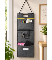 HEDURA Hänge-Organizer aus weichem Filz mit 3 große Fächer & kleinen Aufsatz-Taschen 83 × 31 × 5 cm **B-Ware – geprüft & funktionell einwandfrei** Grau