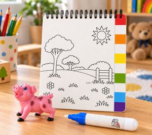 Simba Art & Fun Water Pen Bauernhof Malbuch mit Wasserstift & Schweinchen-Figur **B-Ware – geprüft & funktionell einwandfrei** Mehrfarbig