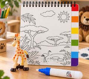 Simba Art & Fun Water Pen Safari Malbuch mit Wasserstift & Giraffen-Figur **B-Ware – geprüft & funktionell einwandfrei** Mehrfarbig