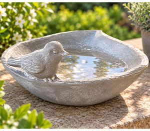 Dekorative Vogeltränke Polyresin-Schale in Steinoptik Garten-Zubehör ca. 20 × 17 × 8 cm **B-Ware – geprüft & funktionell einwandfrei** Grau