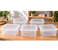 keeeper Bea 5er-Set mit Deckel Stapel-Box 5 x 1,7 L 19,5 x 16,5 x 8,5 cm Aufbewahrungsbox **B-Ware – geprüft & funktionell einwandfrei** Weiß/Transparent