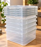 keeeper Bea 5er-Set mit Deckel Stapel-Box 5 x 1,7 L 19,5 x 16,5 x 8,5 cm Aufbewahrungsbox **B-Ware – geprüft & funktionell einwandfrei** Weiß/Transparent