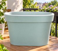 Jelenia Plast Balkongeländer Topf Balkon-Zubehör ca 40 x 26 x 24 cm **B-Ware – geprüft & funktionell einwandfrei** Grau / Weiß