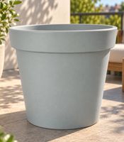 Jelenia Plast Balkongeländer Topf rund Balkon-Zubehör ca Ø28 x H25 cm **B-Ware – geprüft & funktionell einwandfrei** Grau / Weiß