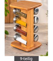 KESPER 8 Gewürzgläser im praktischen Gewürzkarussell aus FSC®-zertifiziertem Bambus ca. 15 x 25,5 x 12,5 cm **B-Ware – geprüft & funktionell einwandfrei** Braun