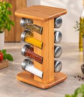 KESPER 8 Gewürzgläser im praktischen Gewürzkarussell aus FSC®-zertifiziertem Bambus ca. 15 x 25,5 x 12,5 cm **B-Ware – geprüft & funktionell einwandfrei** Braun