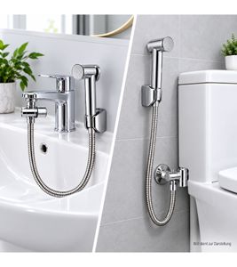 Praktisches Waschbecken- & Bidet-Handbrauseset mit Brauseschlauch, Wandhalterung & Montagematerial B-Ware – geprüft & funktionell einwandfrei Chrom/Silber
