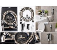 Praktisches Waschbecken- & Bidet-Handbrauseset mit Brauseschlauch, Wandhalterung & Montagematerial B-Ware – geprüft & funktionell einwandfrei Chrom/Silber