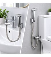 Praktisches Waschbecken- & Bidet-Handbrauseset mit Brauseschlauch, Wandhalterung & Montagematerial B-Ware – geprüft & funktionell einwandfrei Chrom/Silber