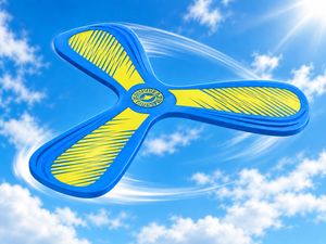 Boomerang Günther per Gioco di Lancio Indoor con Raggio di Volo ca. 1–3m dai 5 Anni **Prodotto di seconda scelta – testato & perfettamente funzionante** in Blu/Giallo