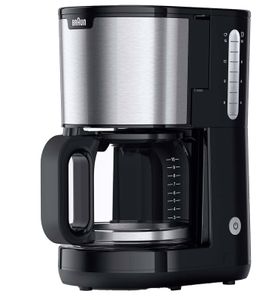 Macchina da caffè BRAUN PurShine KF 1500 BK - Macchina per caffè filtro con caraffa in vetro per un massimo di 10 tazze, 1000 Watt **Articolo di seconda scelta - Testato e perfettamente funzionante** Nero
