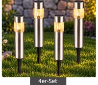 Set di 4 lampade solari da giardino in acciaio inox, vetro e plastica per esterni, lampade a LED da giardino, circa 32 cm **B-Stock – Ispezionate** Argento