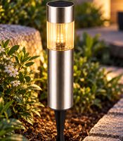Set di 4 lampade solari da giardino in acciaio inox, vetro e plastica per esterni, lampade a LED da giardino, circa 32 cm **B-Stock – Ispezionate** Argento