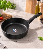 Bratpfanne Ø 24cm Schmorpfanne aus Aluminium mit hochwertiger ILAG Ultimate HL Antihaftbeschichtung Pfanne **B-Ware - geprüft** Schwarz