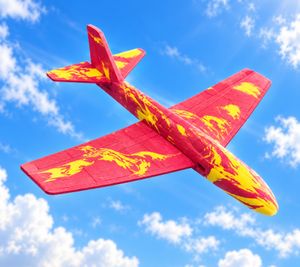 Günther Flying Toy Throwing Glider with Durable EVA Material & Light, Elegant Flight up to 8m approx. 17 x 17cm **B-Grade – tested** in Red/Yellow