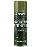 Nr. Sicher CAMOUFLAGE COLORS Sprühlack nicht reflektierend, matt, witterungs- & UV-beständig 400ml für bis zu 2m² **B-Ware – geprüft** in Schilfgrün