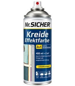 Nr. Sicher Kreide Effektfarbe 400ml für bis zu 2m² schnelltrocknend 2 in 1 Lack & Grundierung Matte Oberfläche **B-Ware – geprüft** in Steingrau