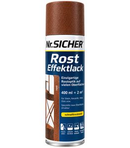 Nr. Sicher Rost Effektlack - Einzigartige Rostoptik auf vielen Oberflächen für Innen & Außen 400ml **B-Ware – geprüft** in Rost Braun