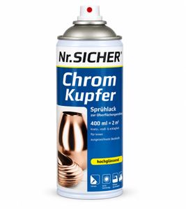 Nr. Sicher Chrom Kupfer Sprühlack hochglänzend, kratz-, stoß- & schlagfest für innen 400ml für bis zu 2m² **B-Ware – geprüft** in Kupfer