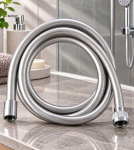 Moderner Brauseschlauch 2 m Duschschlauch mit 12,7 mm (½ Zoll) Standardanschluss B-Ware – geprüft Silber