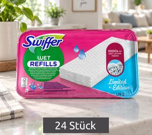 Swiffer MAXI PACK 24 Pieces pre-moistened floor wipes Pink Blossom Limited Edition for hard floors **B-Grade – tested** Wet Refills in White