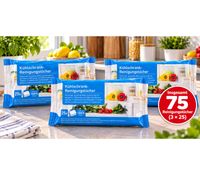Paquete de 75 toallitas húmedas para refrigerador (3 x 25) para una limpieza higiénica de la cocina y el refrigerador. **Producto de segunda mano – Inspeccionado** Color blanco