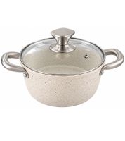 Ø 20 cm Accademia Mugnano Kochtopf mit Hochwertige GREBLON® C3+ Antihaftbeschichtung Topf Made In Italy **B-Ware – geprüft** Creme